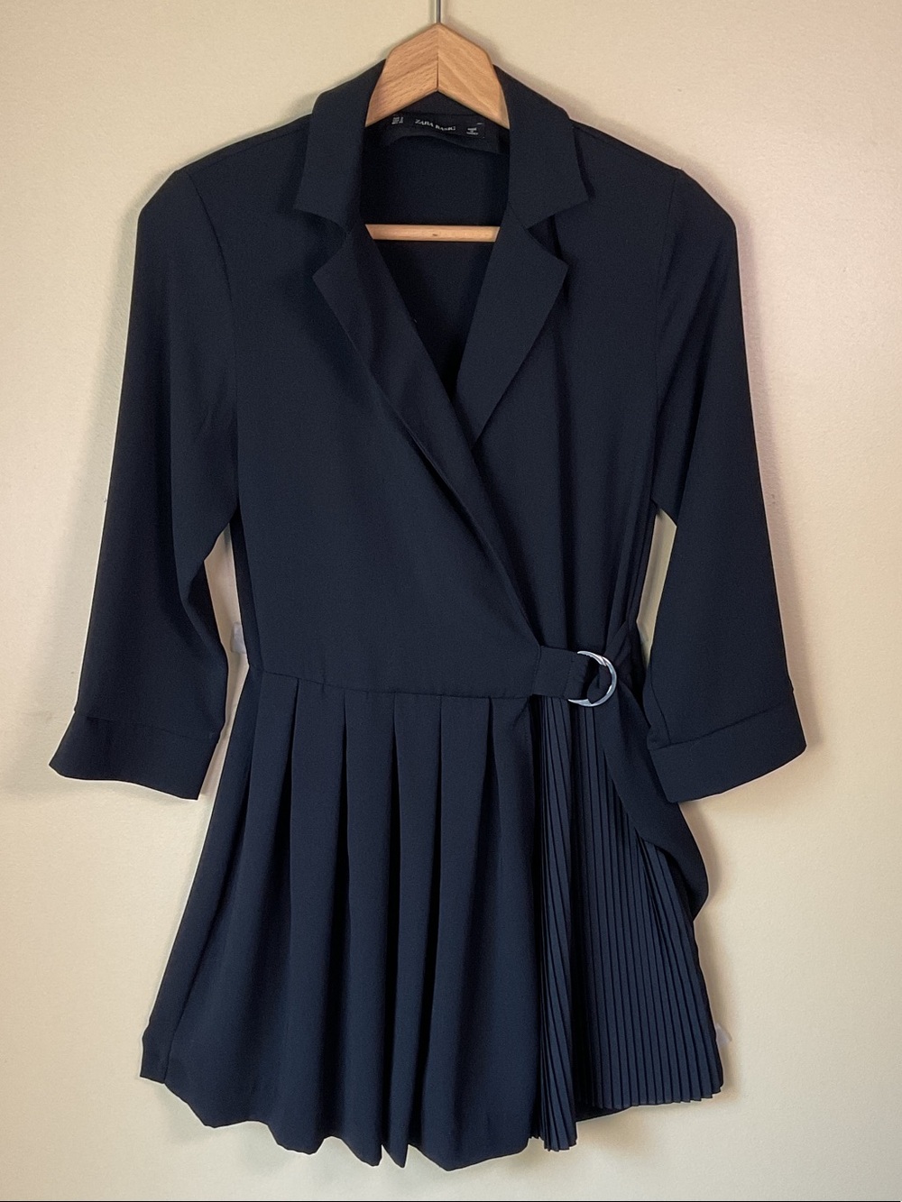Zara Black Wrap Pleated Blazer Jumpsuit